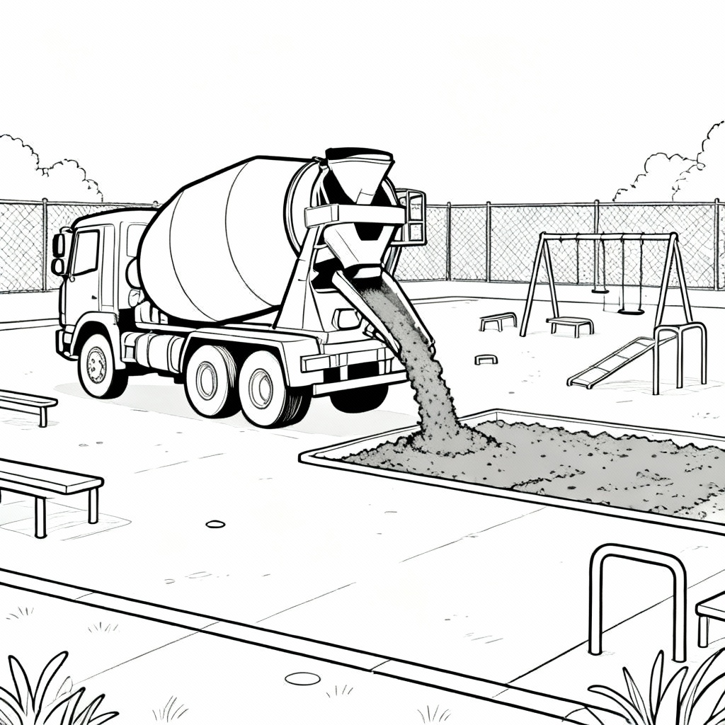 Fun Cement Truck Coloring Page