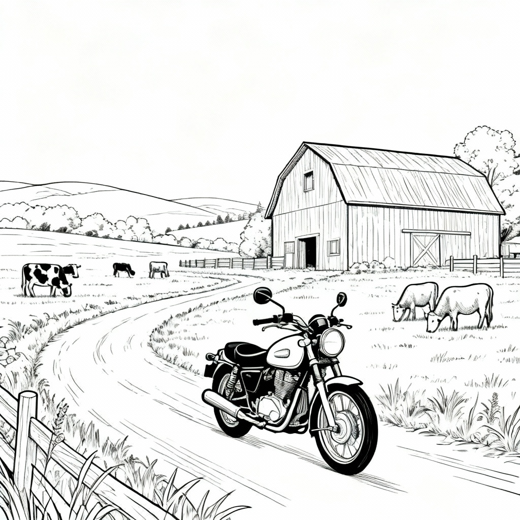 Farm Motorcycle Coloring Page