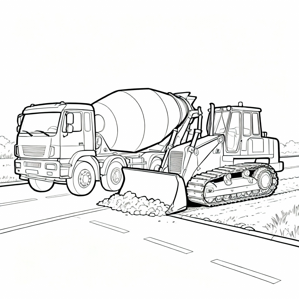 Fun Cement Truck Coloring Page