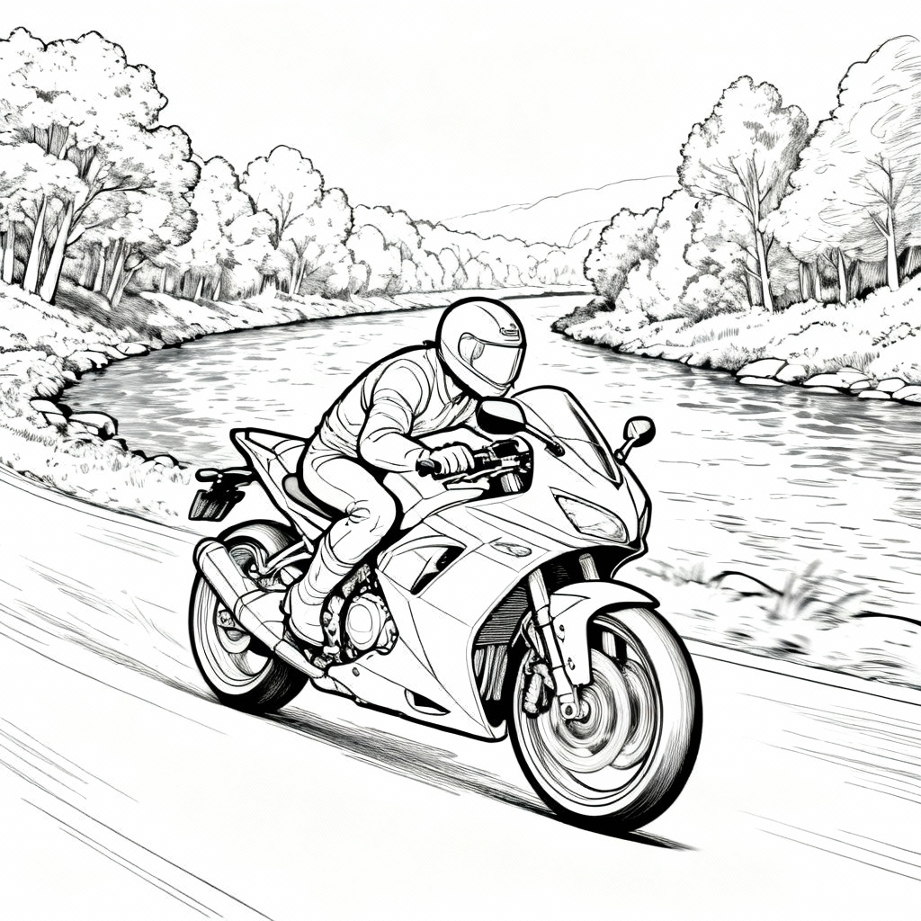 Bold Motorcycle Coloring Page