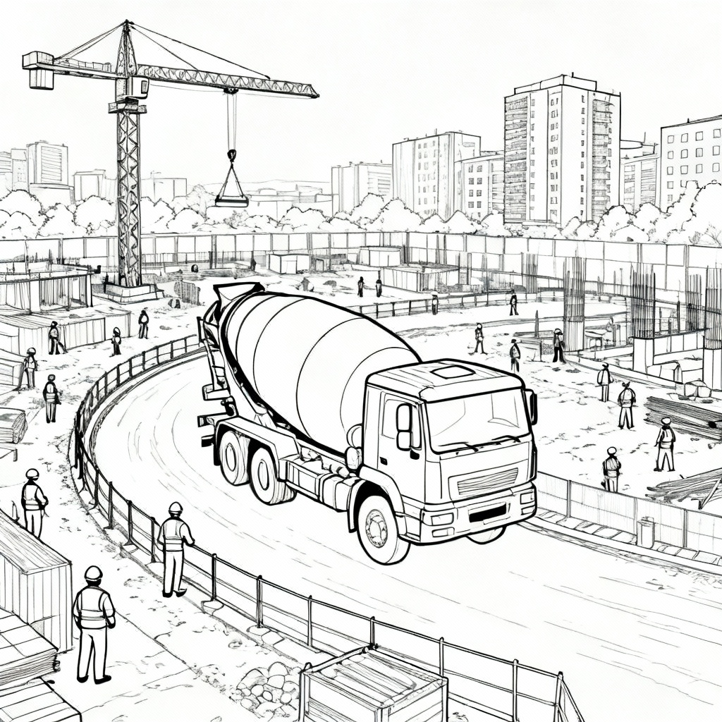 Fun Cement Truck Coloring Page