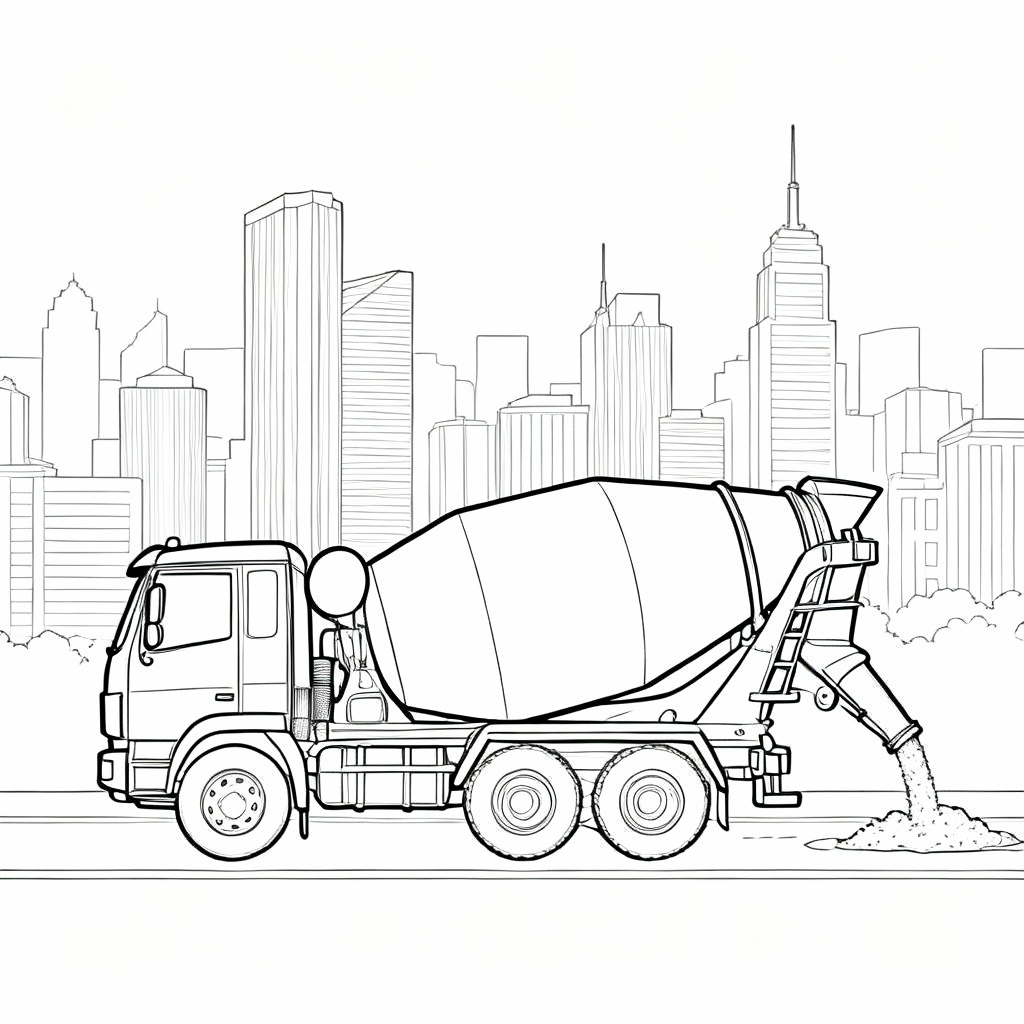 Fun Cement Truck Coloring Page