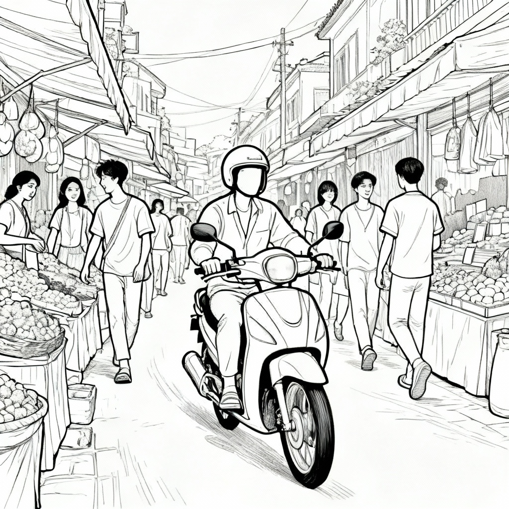 Busy Motorcycle Coloring Page