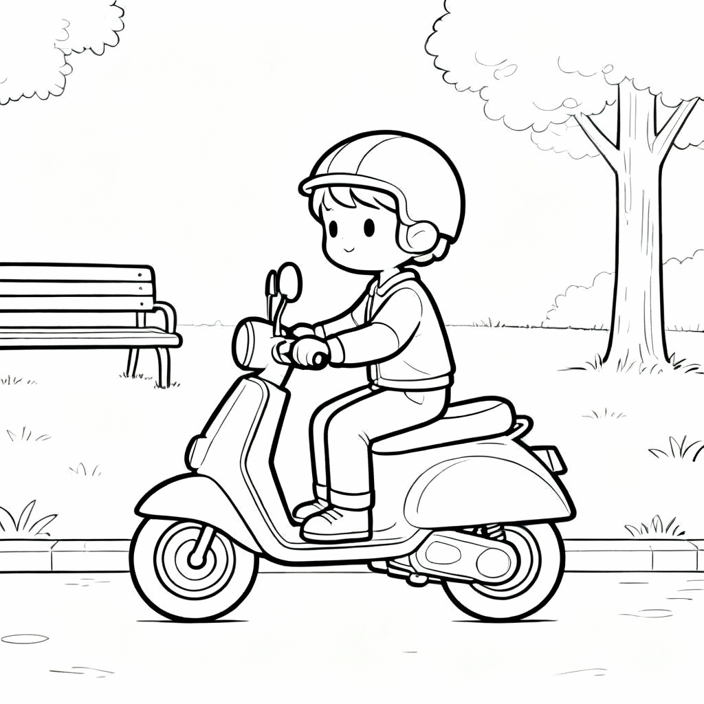 Four Motorcycle Coloring Page
