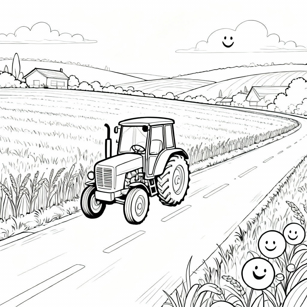 Country Tractor Coloring Page