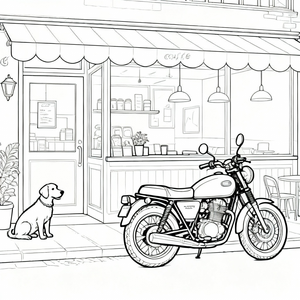 Cozy Motorcycle Coloring Page