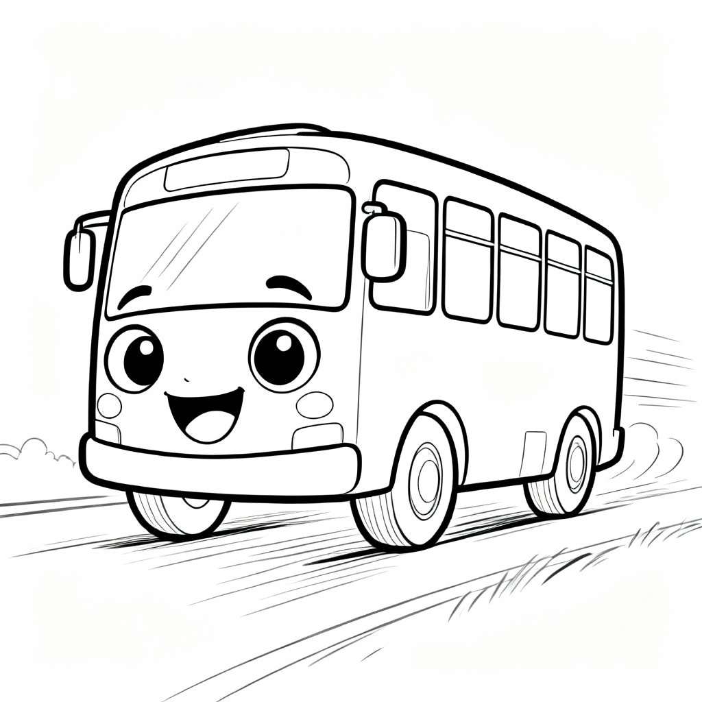 Running Bus Coloring Page