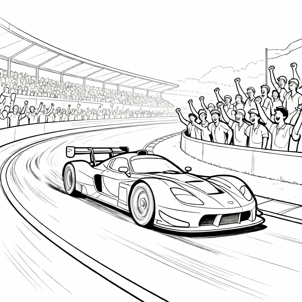 Racing Track Car Coloring Page