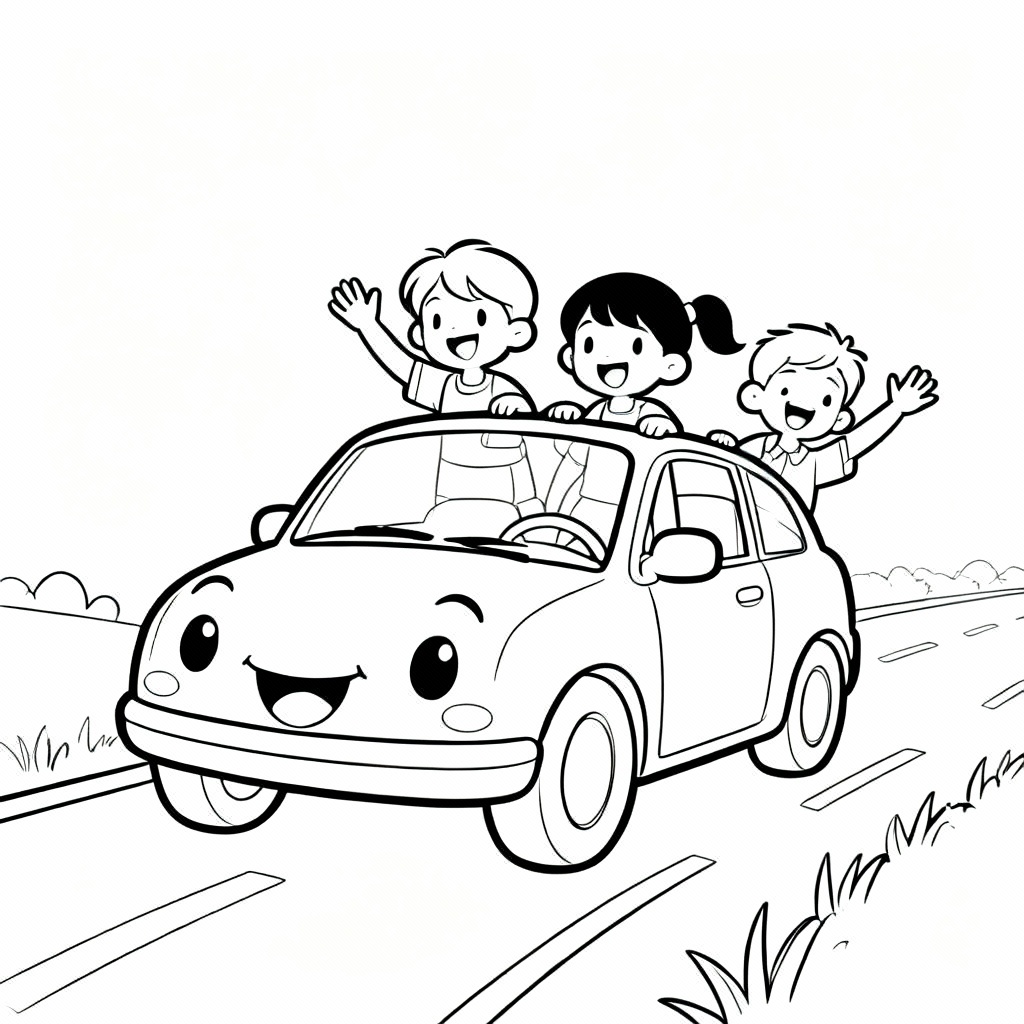 Sunny Car Coloring Page