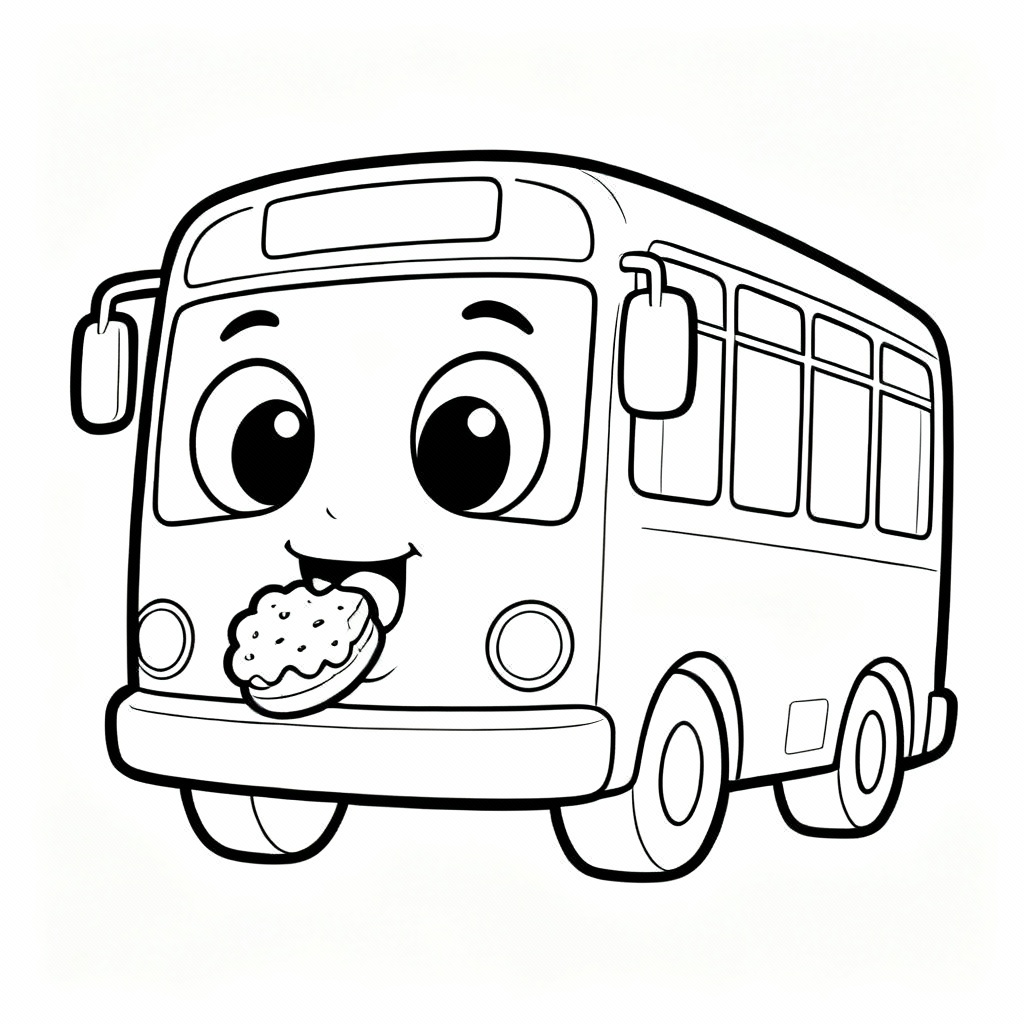 Eating Bus Coloring Page
