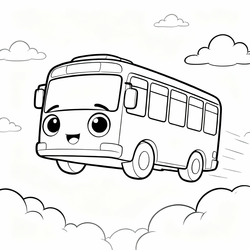 Flying Bus Coloring Page