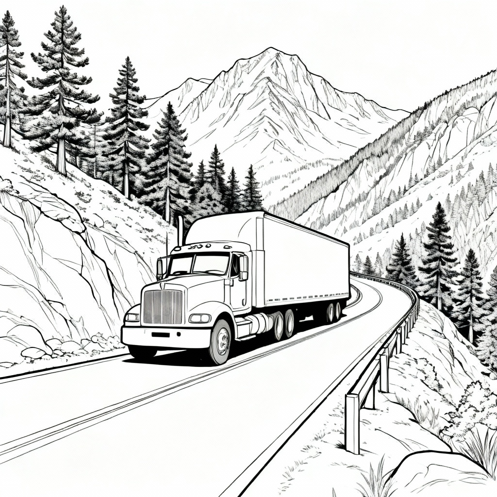 City Semi Truck Coloring Page