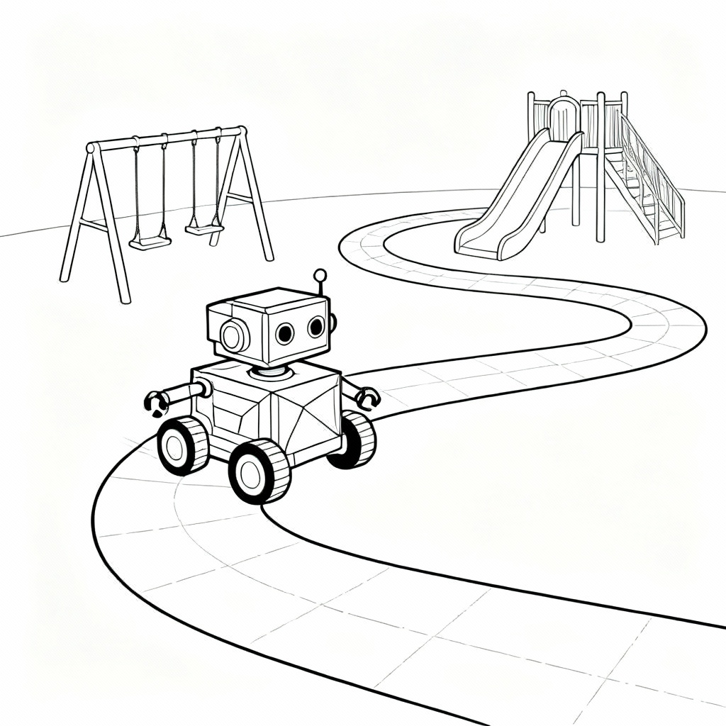 Robot Car Coloring Page