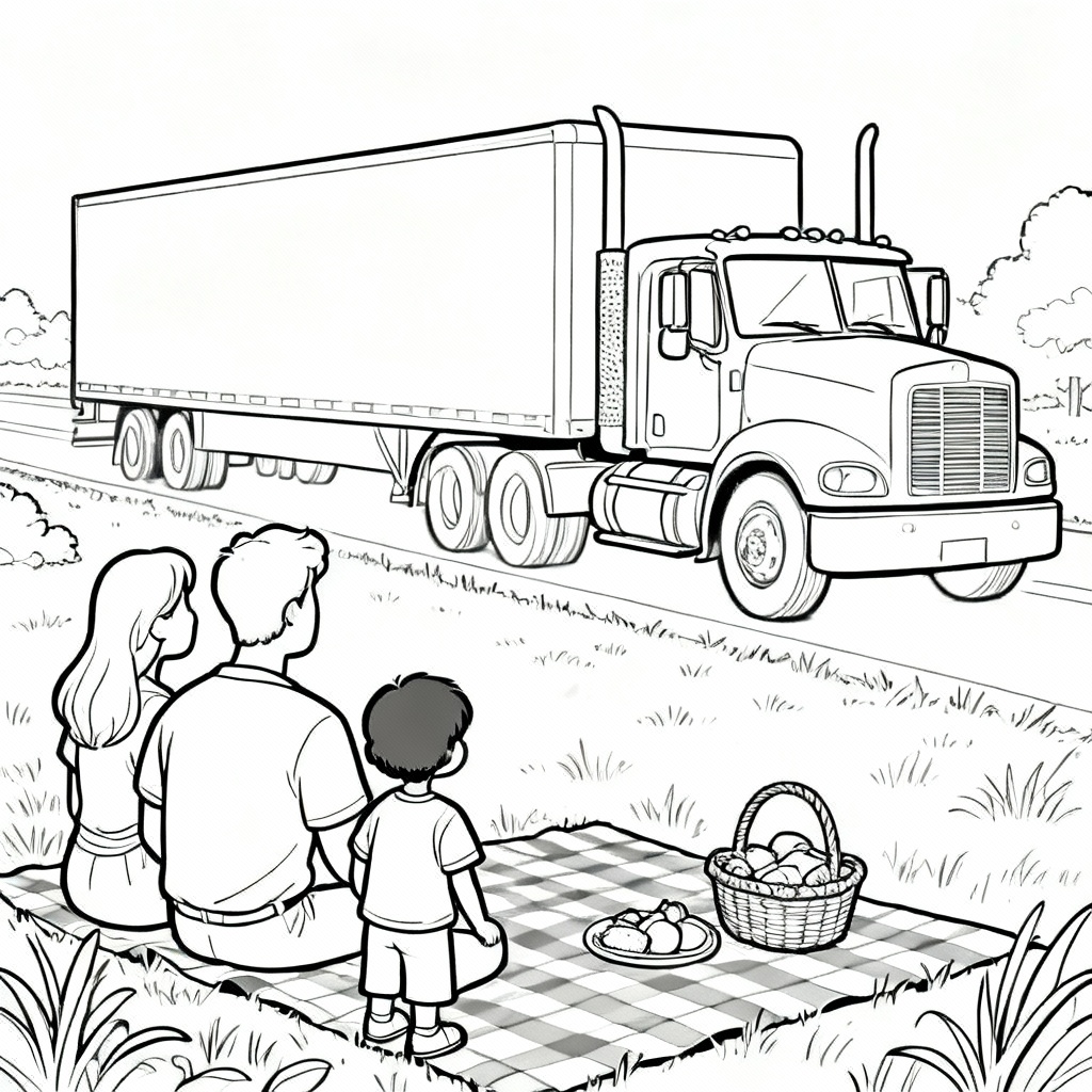 Harbor Semi Truck Coloring Page