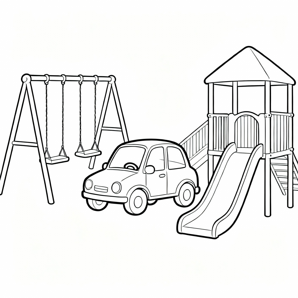 Playground Car Coloring Page