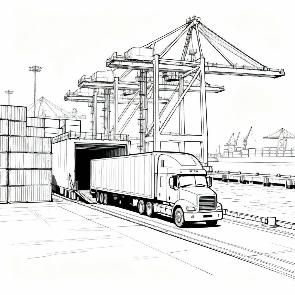 Field Semi Truck Coloring Page