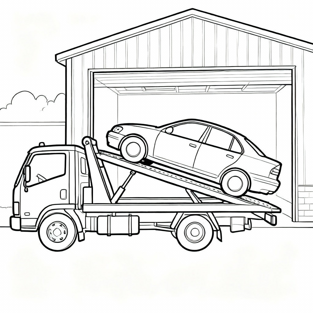 Garage Lifts Car Coloring Page