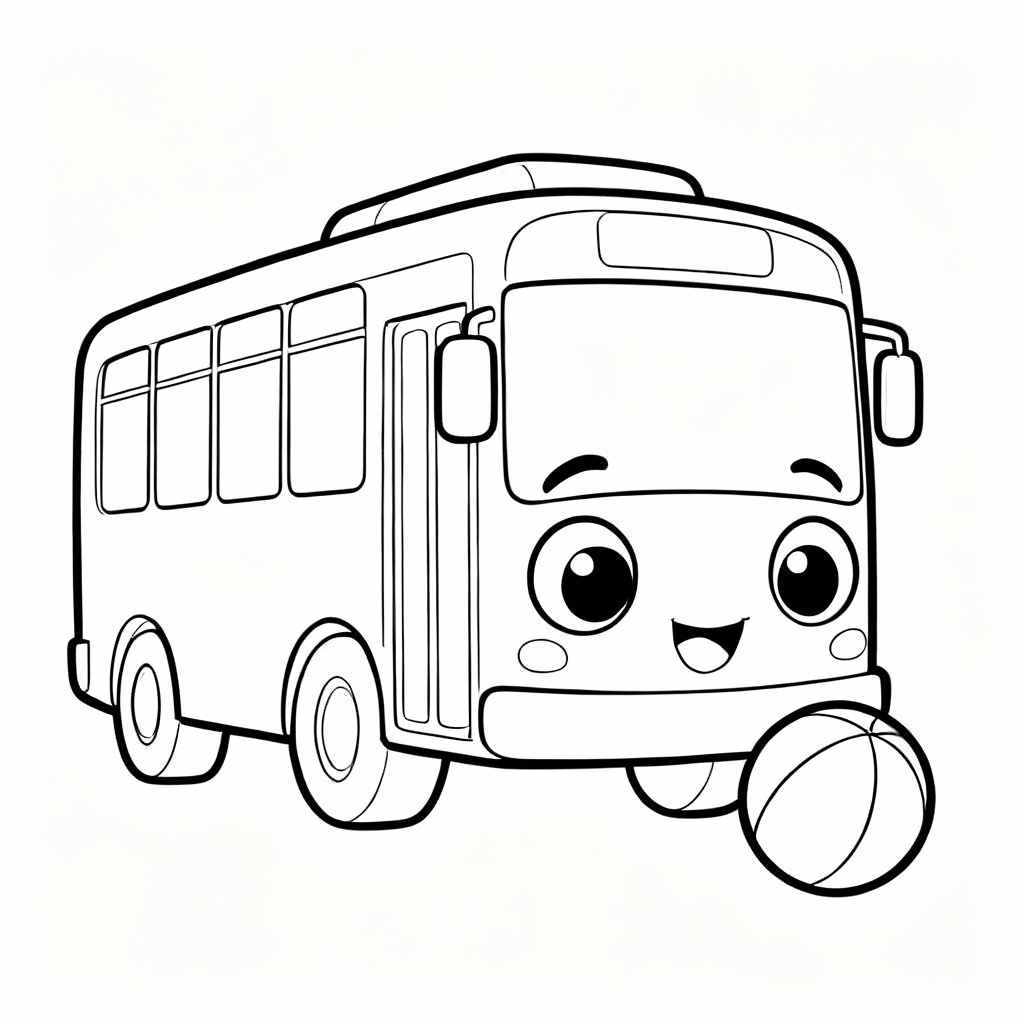 Playing Bus Coloring Page