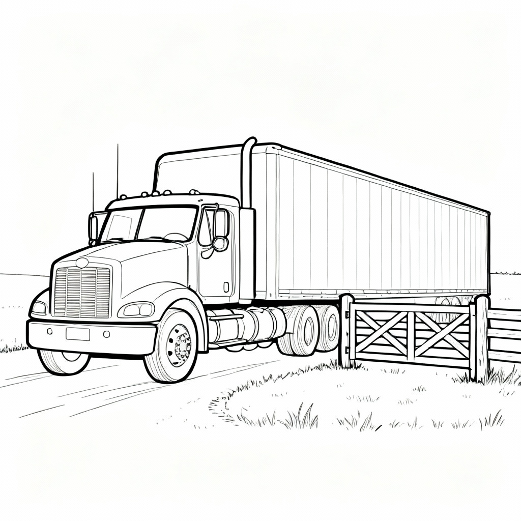 Farm Semi Truck Coloring Page