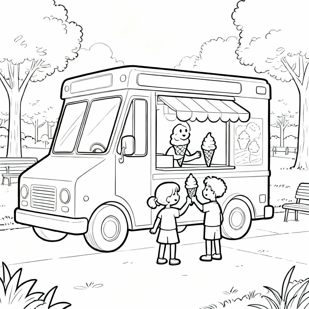 Ice Cream Park Coloring Page