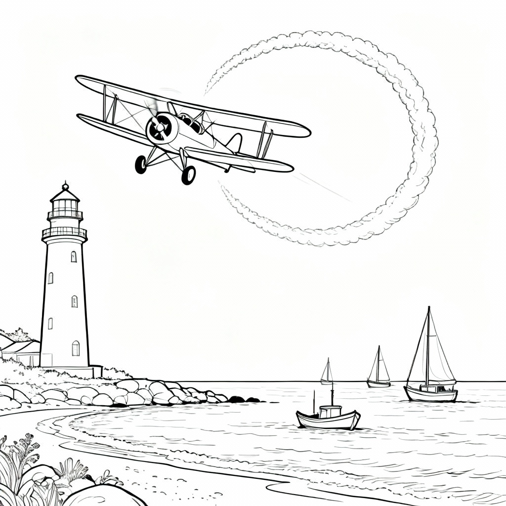 Biplane Loops Coloring Page
