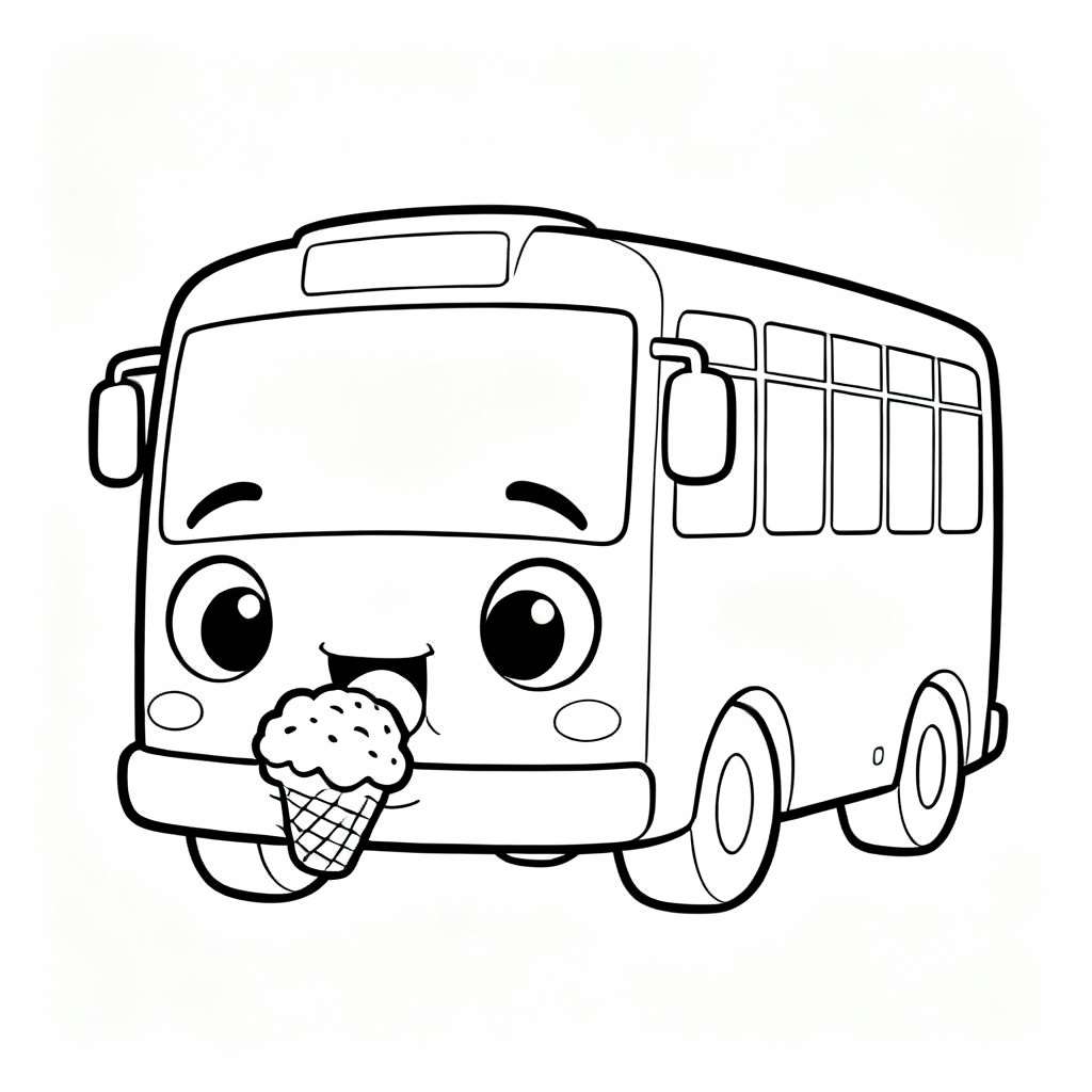 Eating Bus Coloring Page