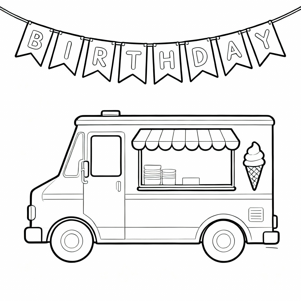 Birthday Truck Coloring Page