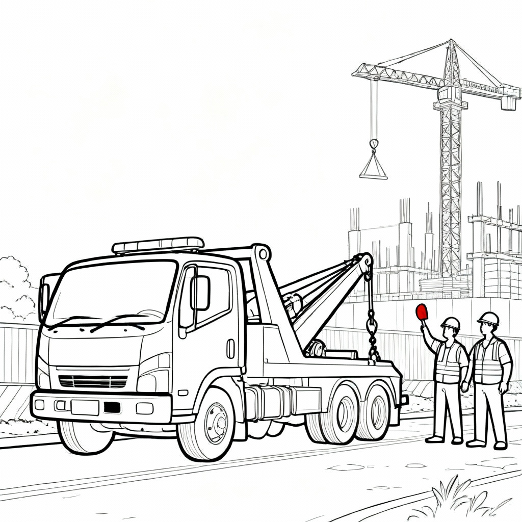 Construction Tow Coloring Page