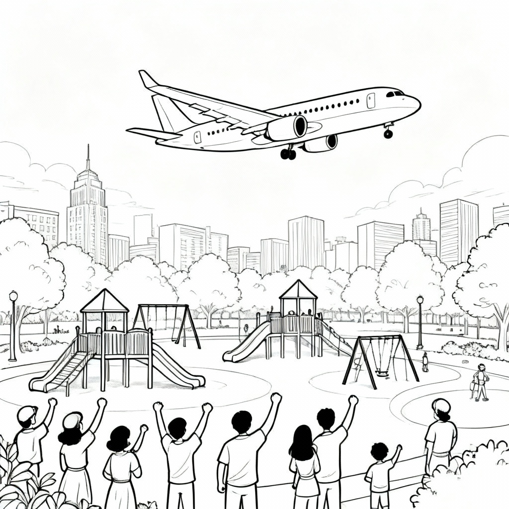 Airplane City Coloring Page