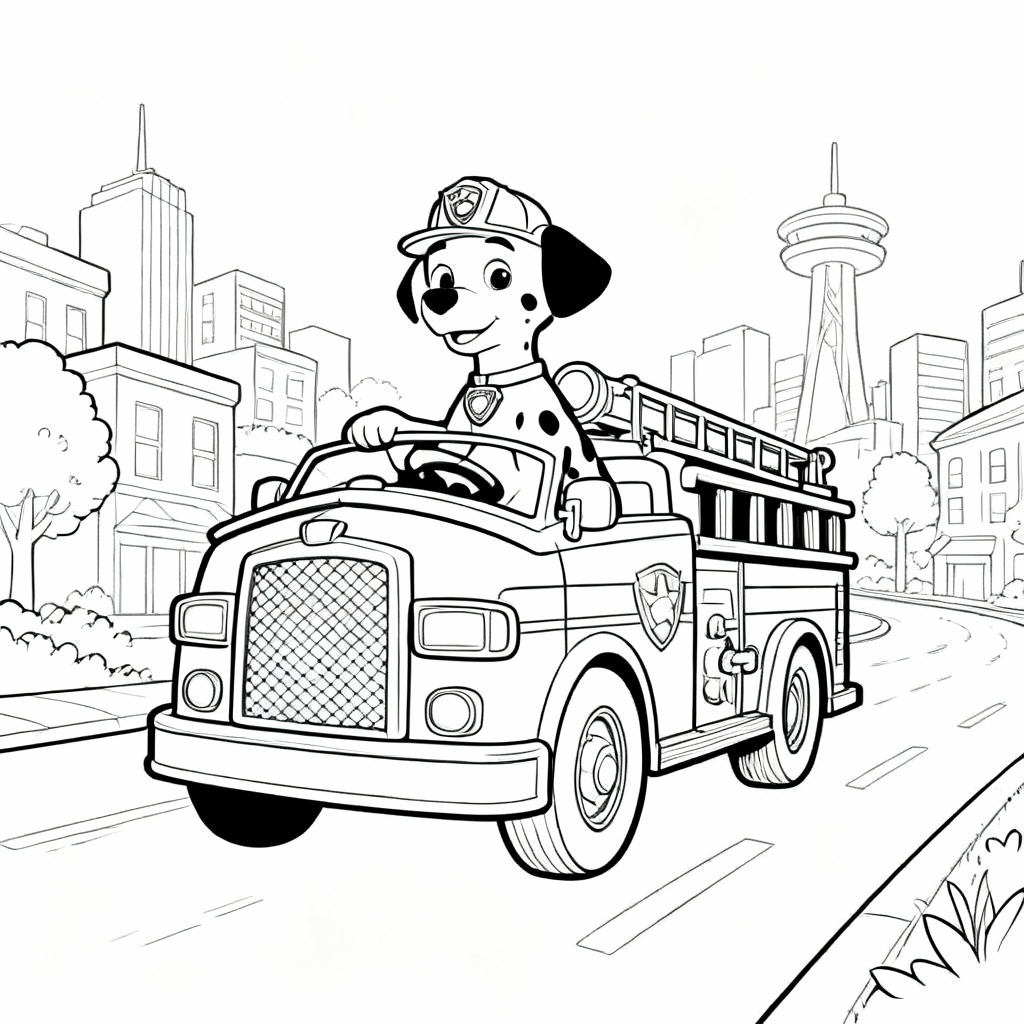 Fire Truck Buddy Coloring Page