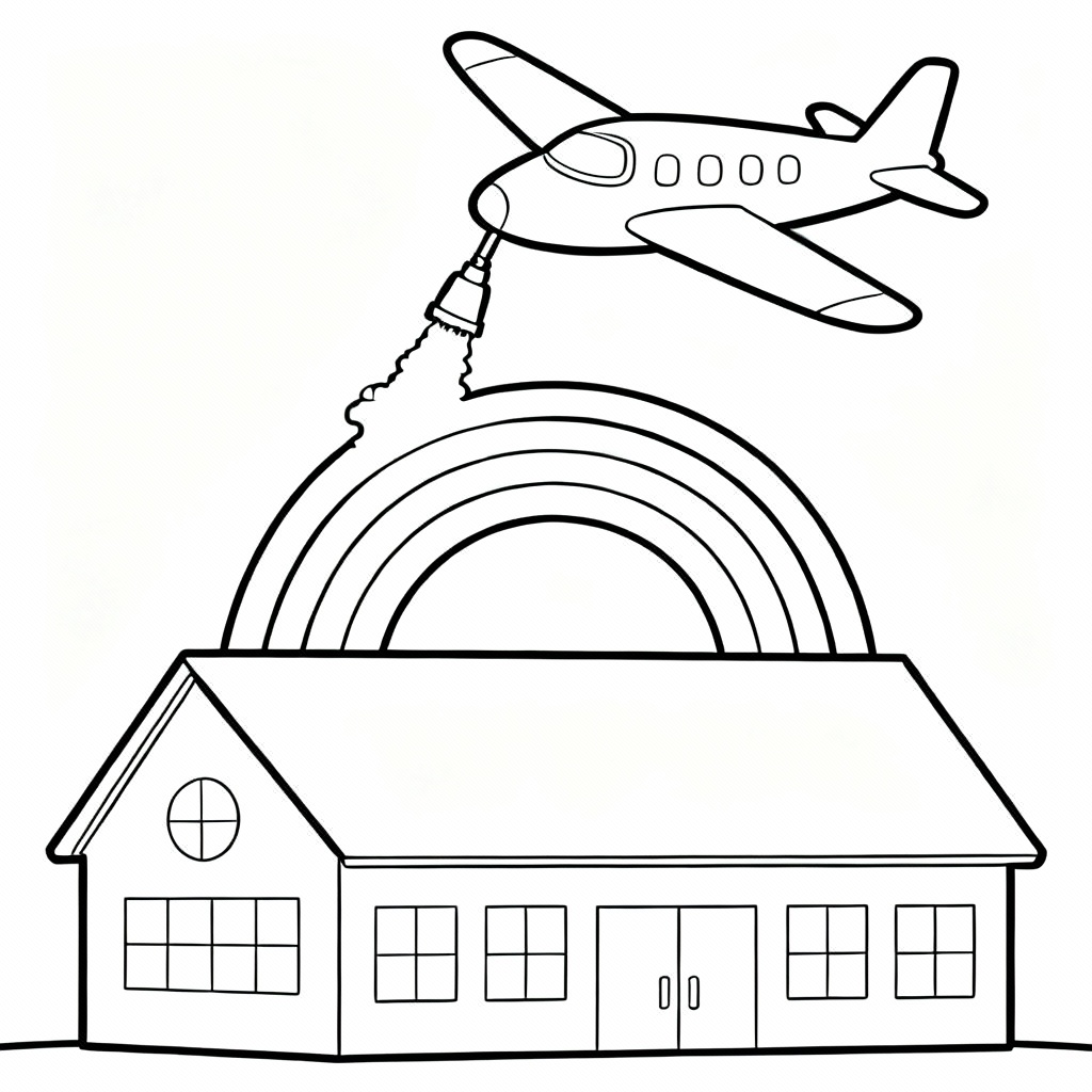 Airplane Rainbow Coloring Page