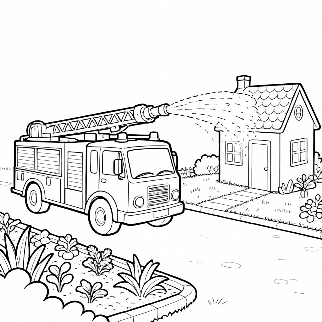 Fire Truck Rescue Coloring Page