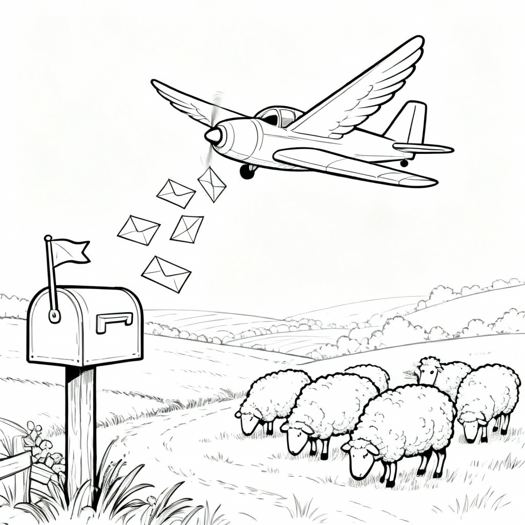 Mail Plane Coloring Page