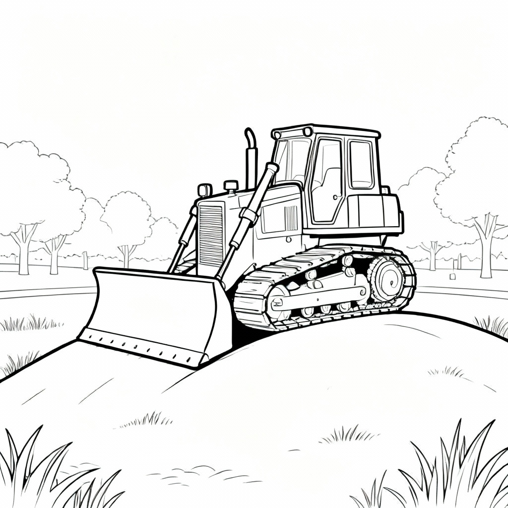 Bulldozer Park Coloring Page