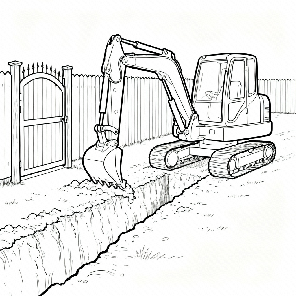 Excavator Trench Coloring Page
