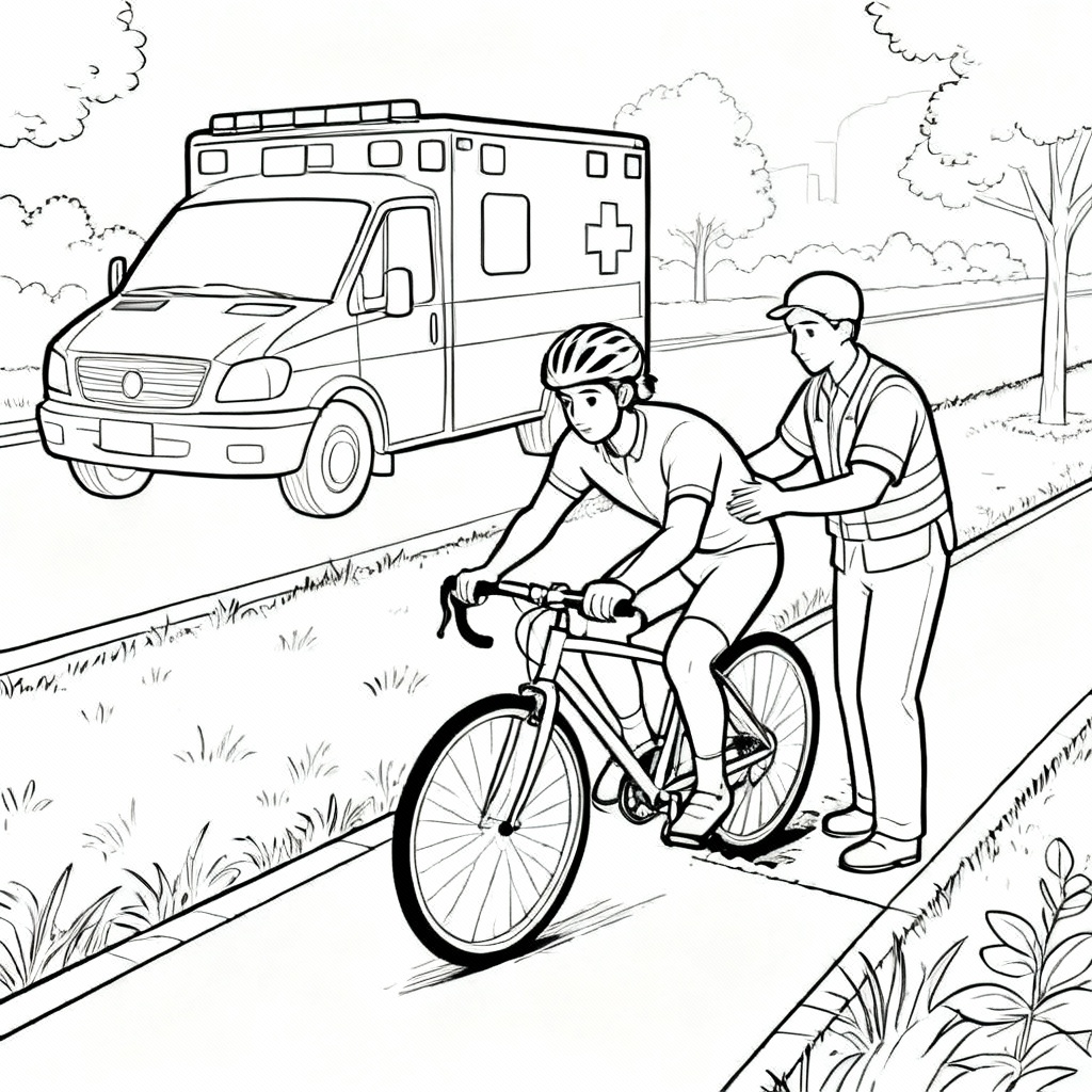 Ambulance Path Coloring Page