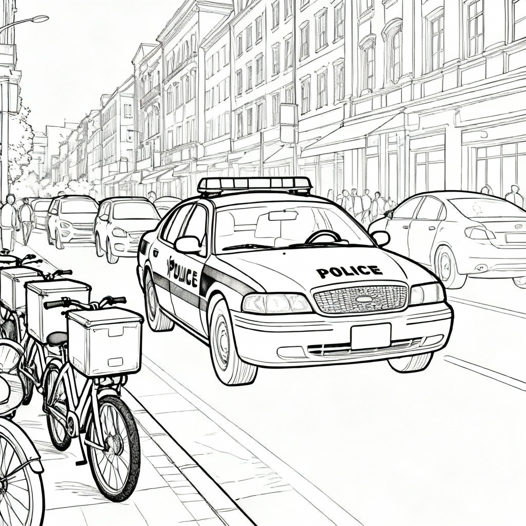 Police Car Stop Coloring Page