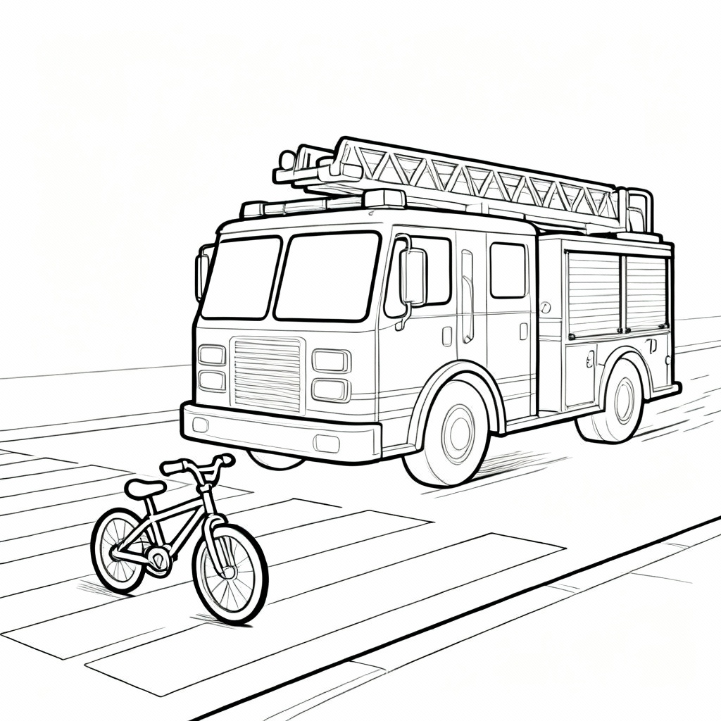 Fire Truck Race Coloring Page