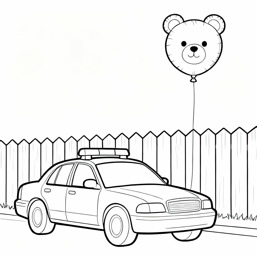 Police Car Balloon Coloring Page