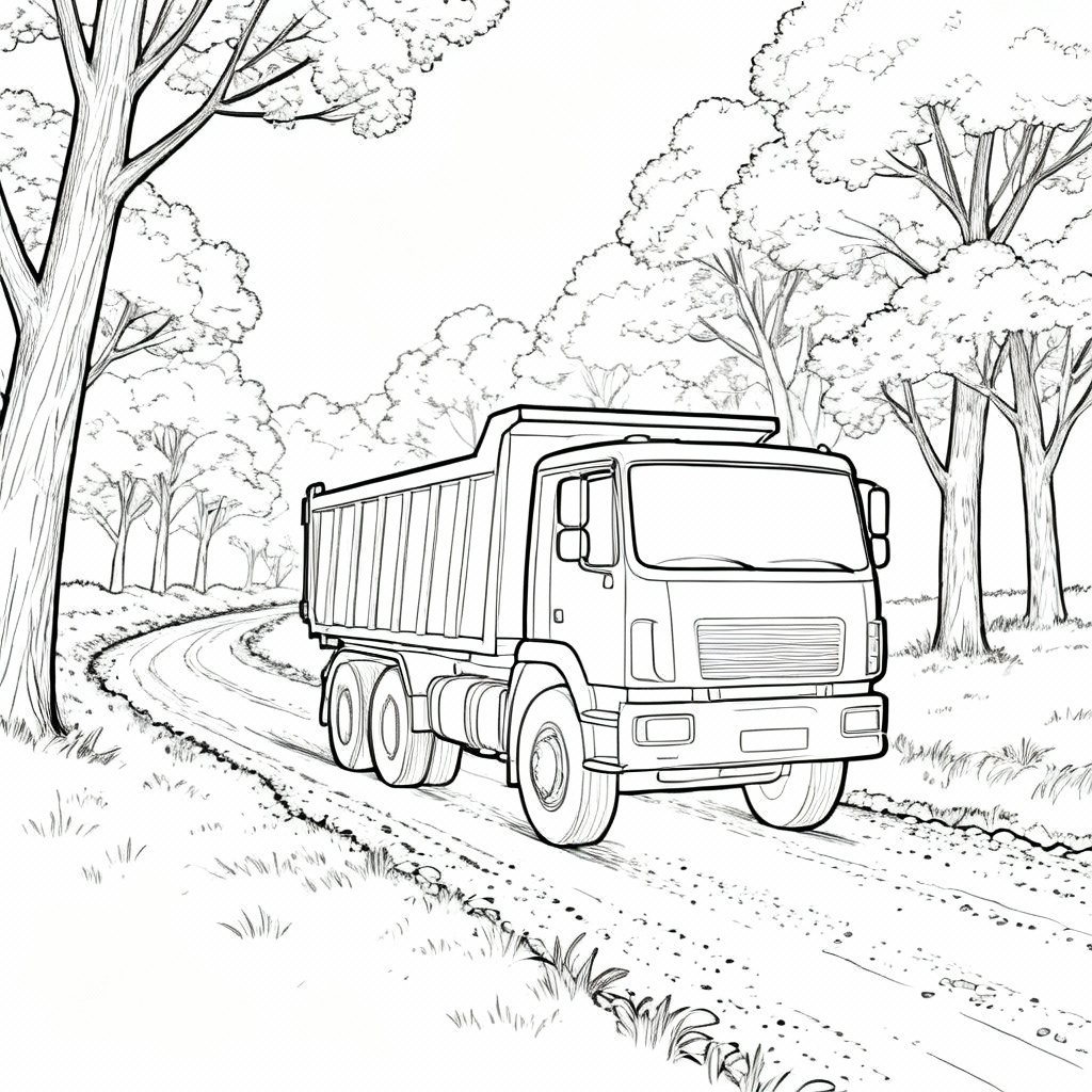 Cute Dump Truck Coloring Page