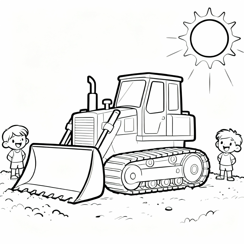 Bulldozer Bright Coloring Page
