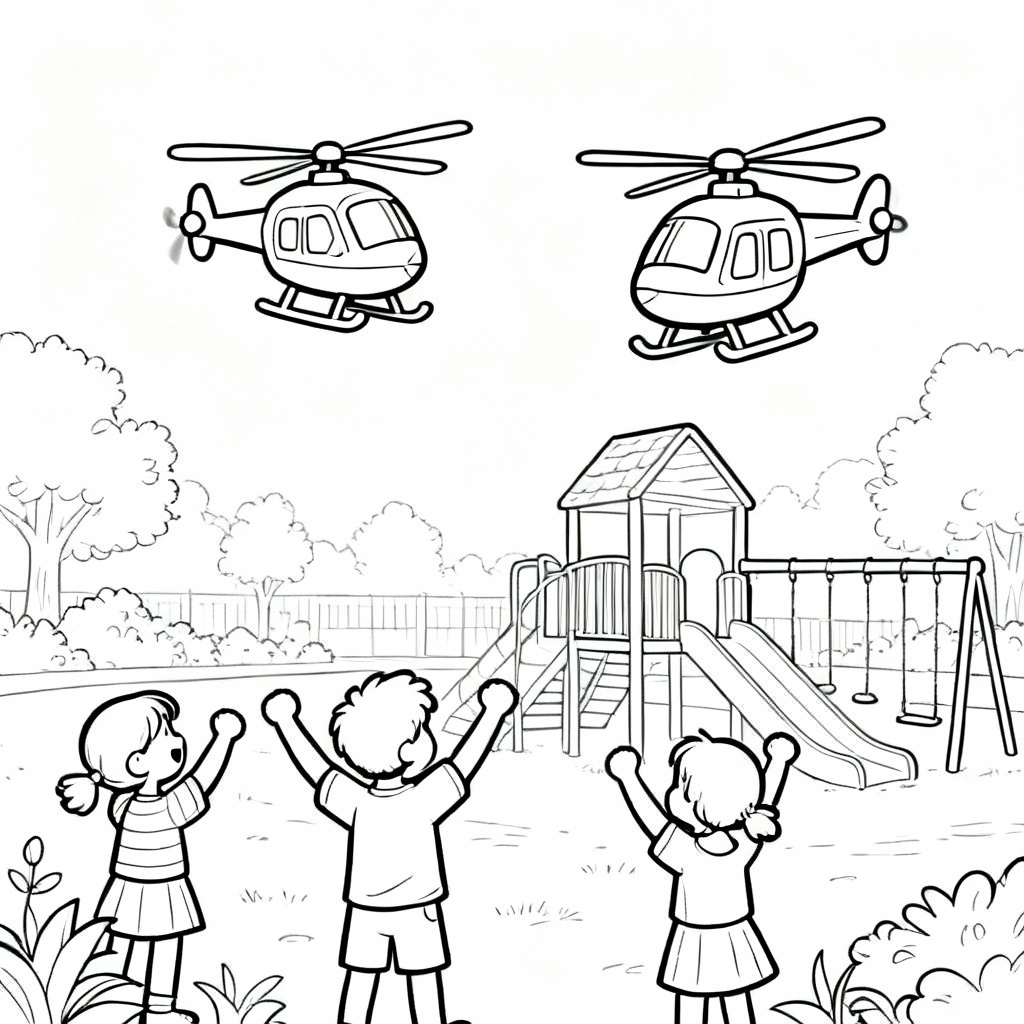 Happy Helicopter Coloring Page