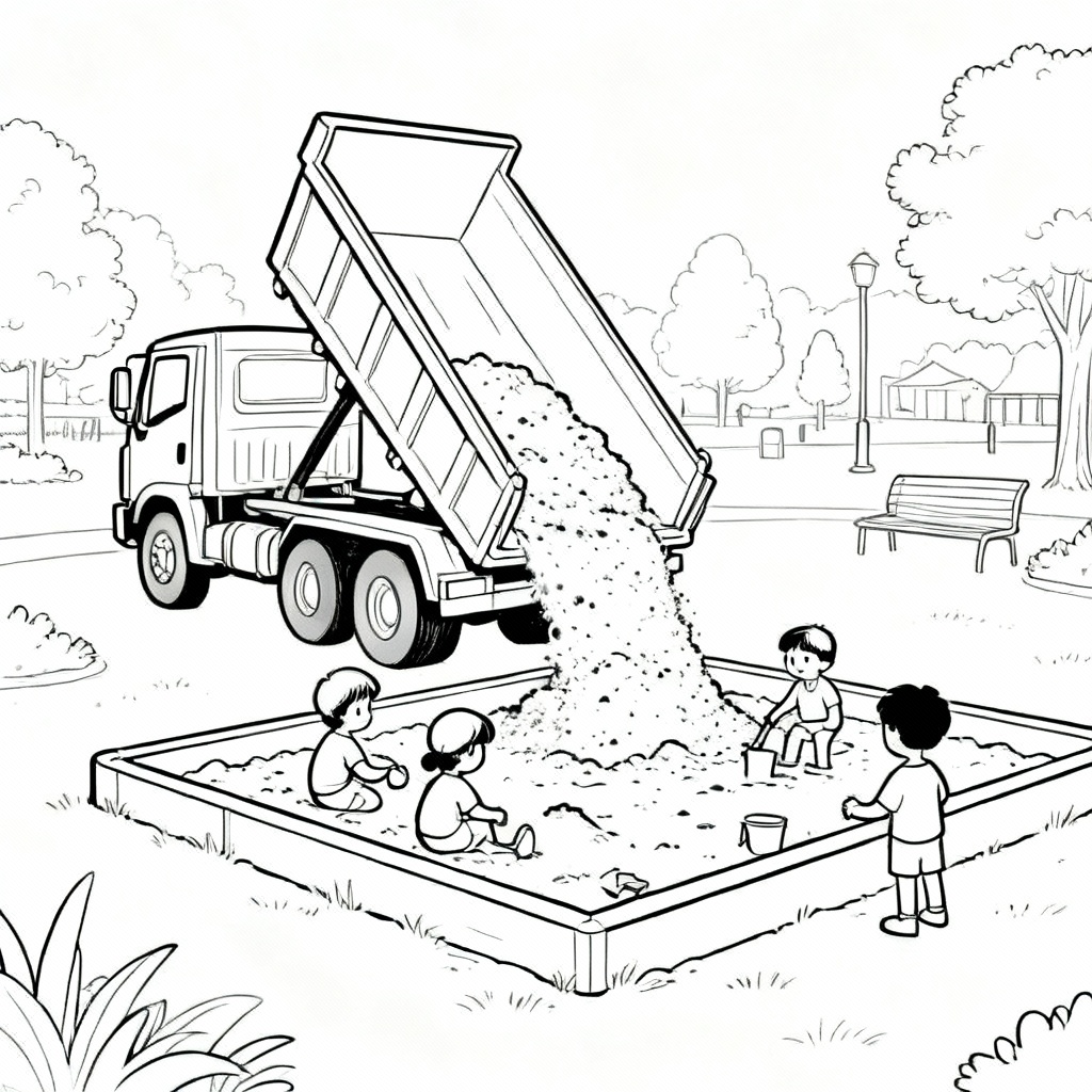 Park Dump Truck Coloring Page