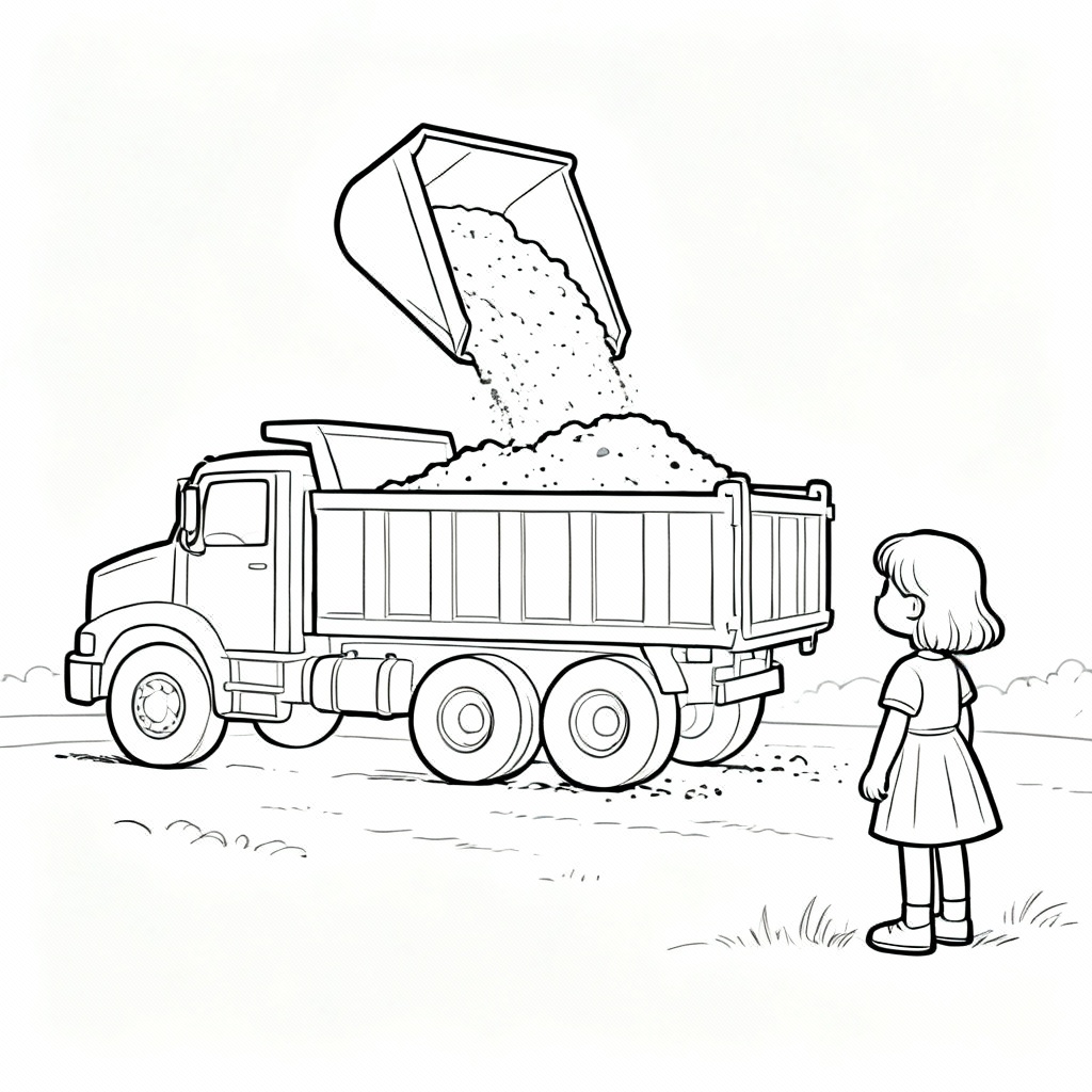 Girl Dump Truck Coloring Page