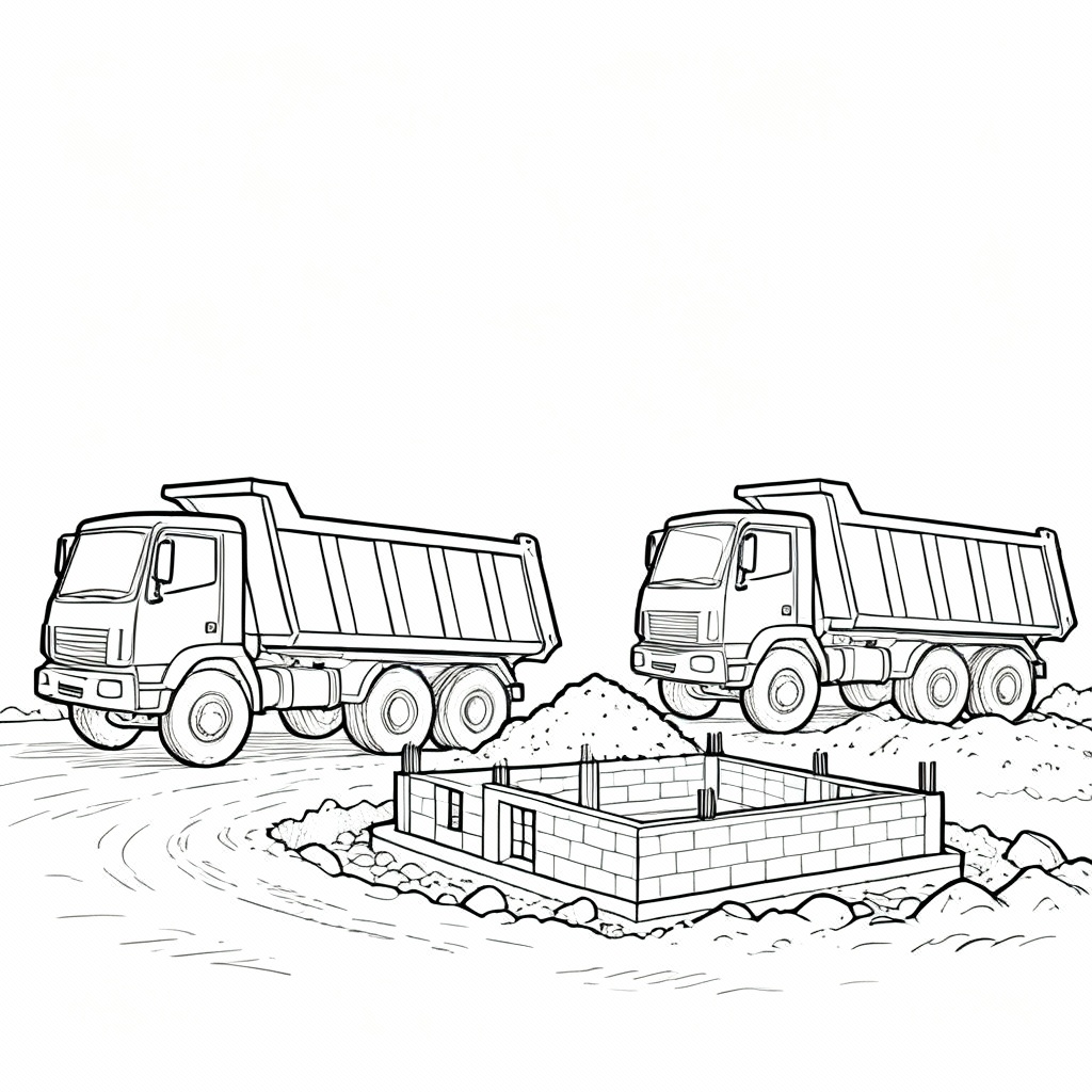 Busy Dump Truck Coloring Page