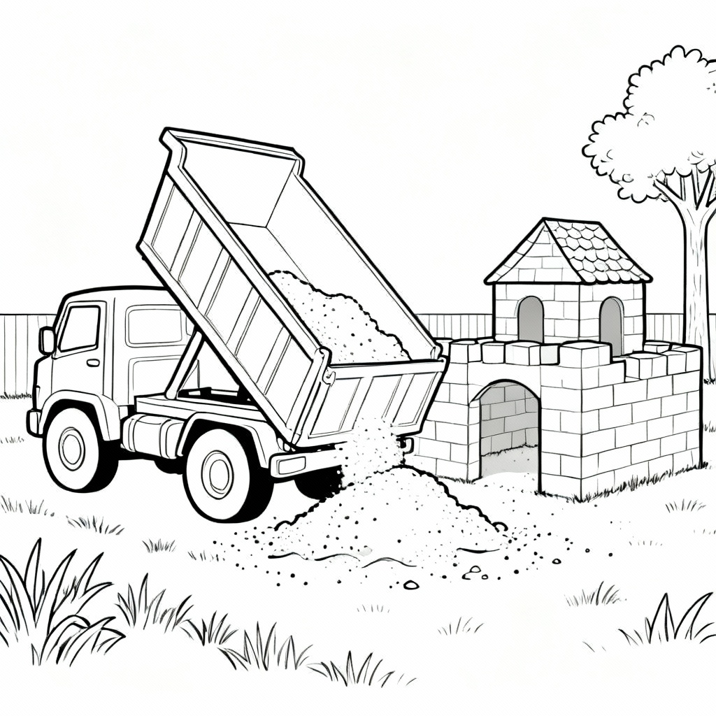 Dump Truck Sand Coloring Page