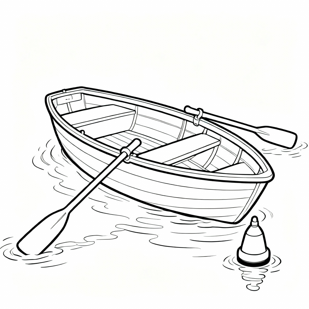 Rowboat at Sea Coloring Page