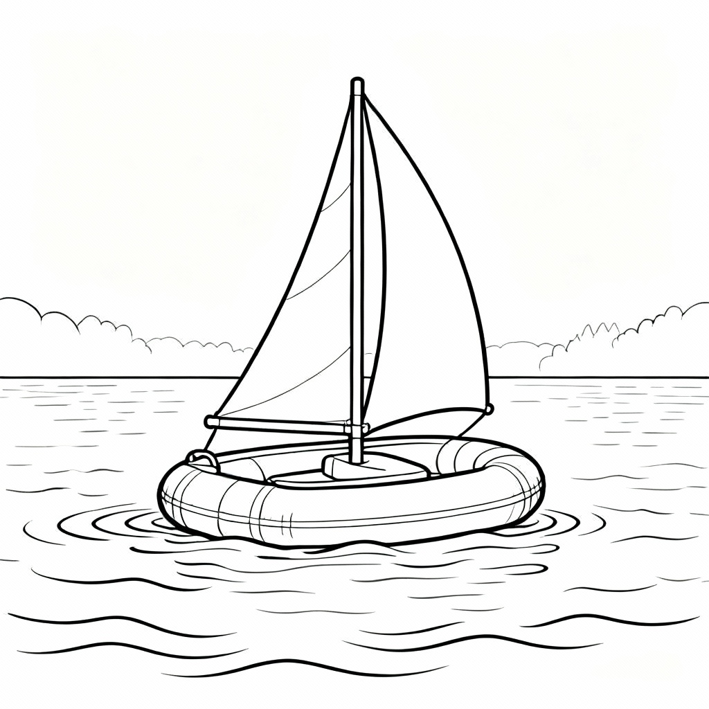 Inflatable Boat Coloring Page