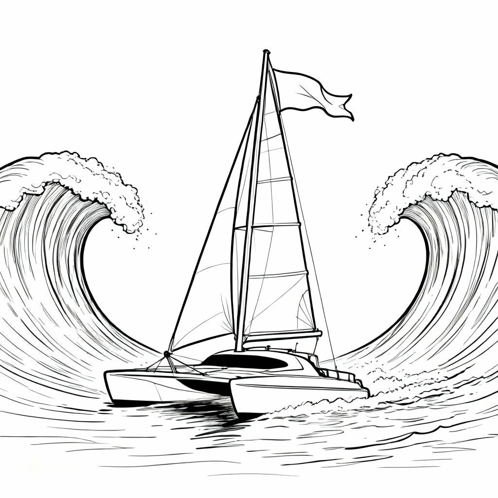 Catamaran Fun Coloring Page