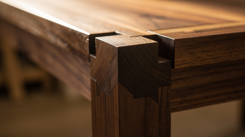 Assemblage à queue d'aronde en noyer